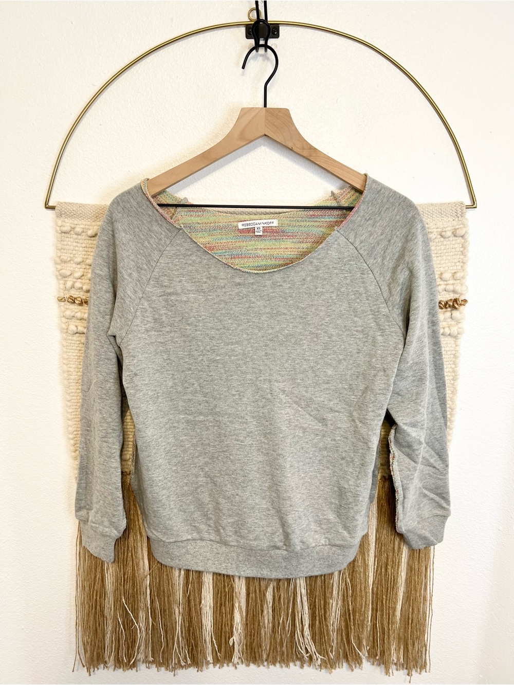 Rebecca Minkoff Light Gray Scoop Neck Sweater XS